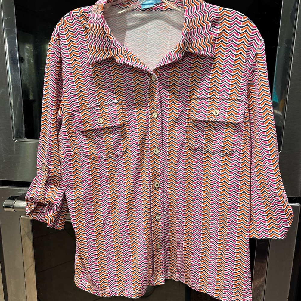 J. McLaughlin Multicolor Zigzag Shirt